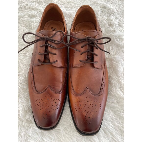 FLORSHEIM Sorrento Mens Cognac Leather Wingtip Dress Shoes Size 11 main image 4